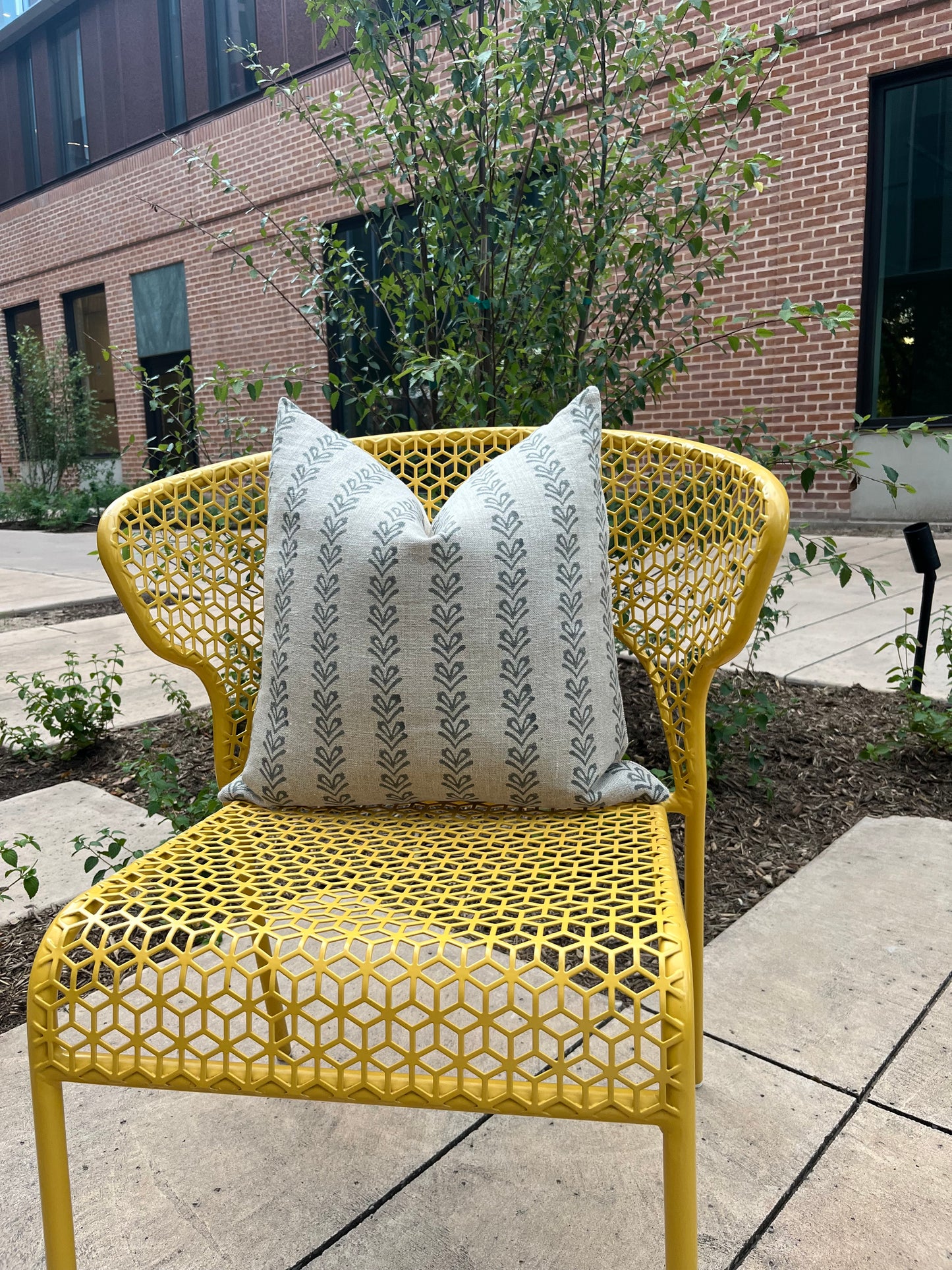Yvette Block Print Linen Pillow Cover