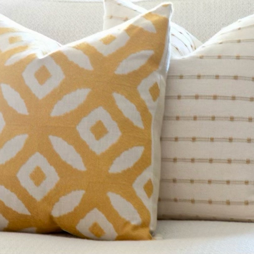 Ari Stripe Woven Pillow Cover - Natural Beige with Tan Stripe