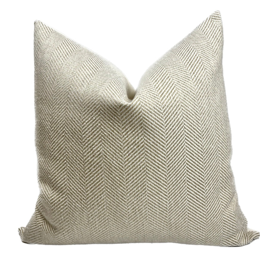 Cora Natural Ecru Herringbone Chevron Pillow Cover