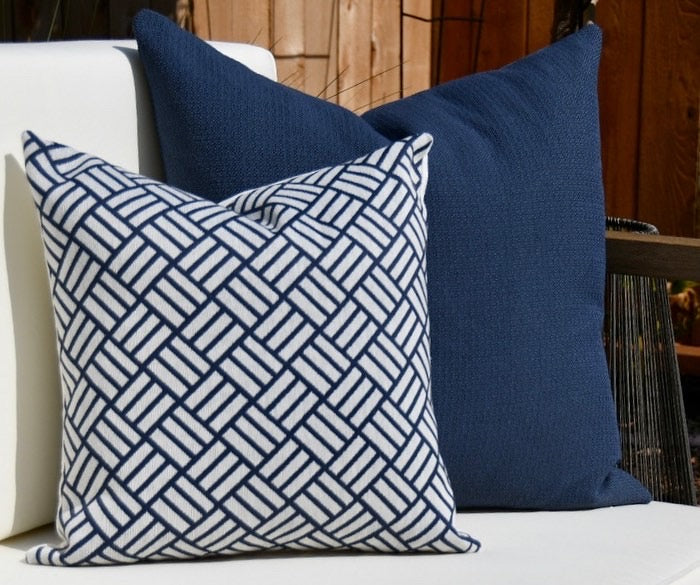 Terrace Navy Blue and White Geometric Throw Pillow