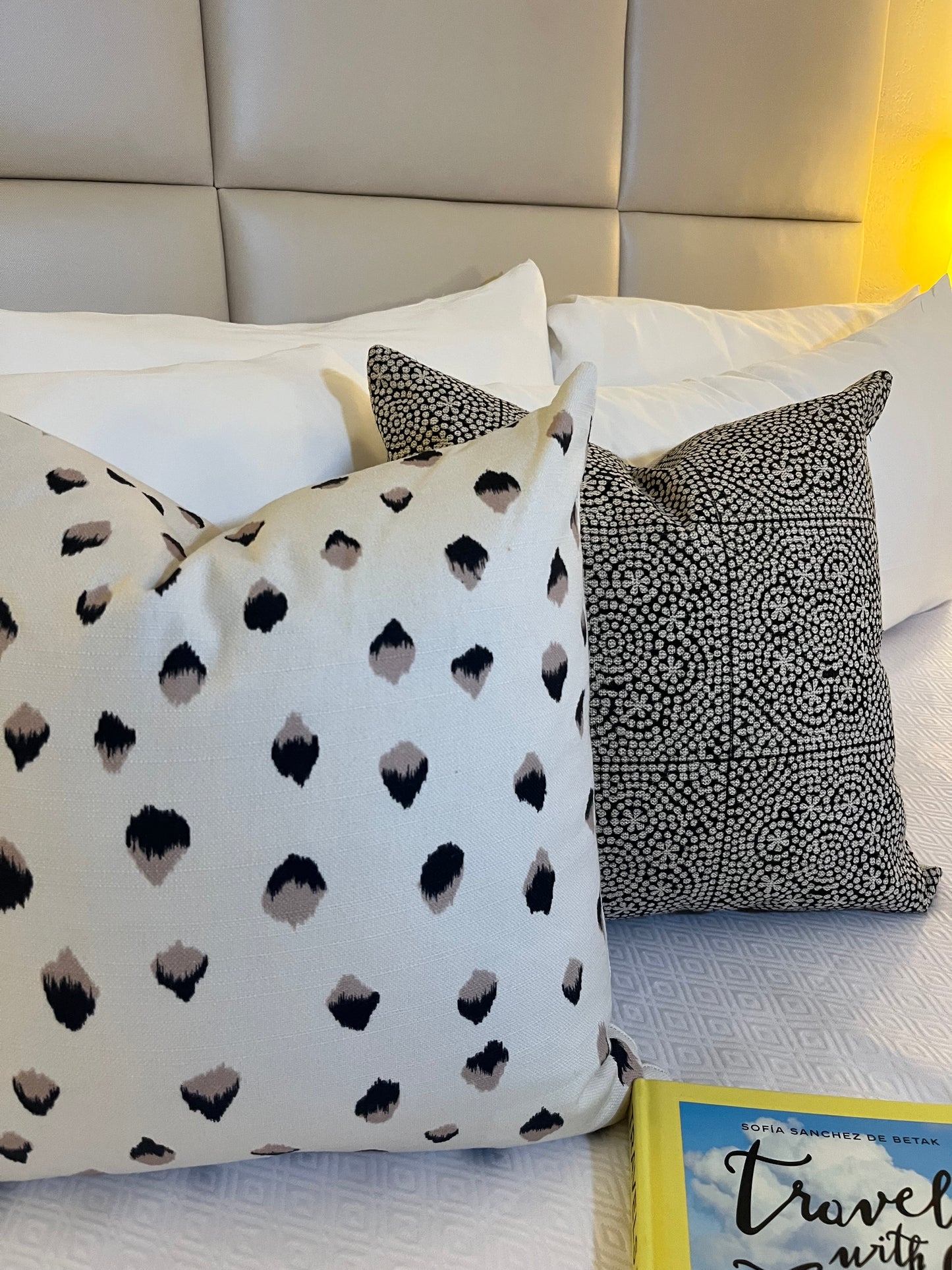 Chloe Taupe / Black Abstract Dots Pillow Cover