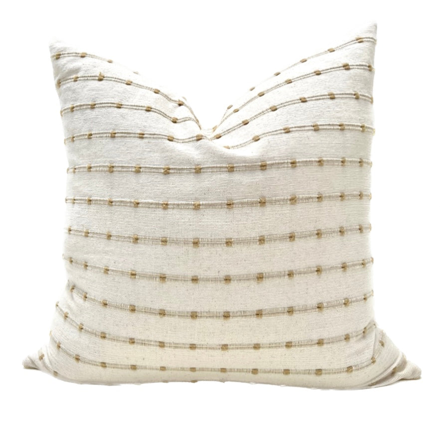 Ari Stripe Woven Pillow Cover - Natural Beige with Tan Stripe