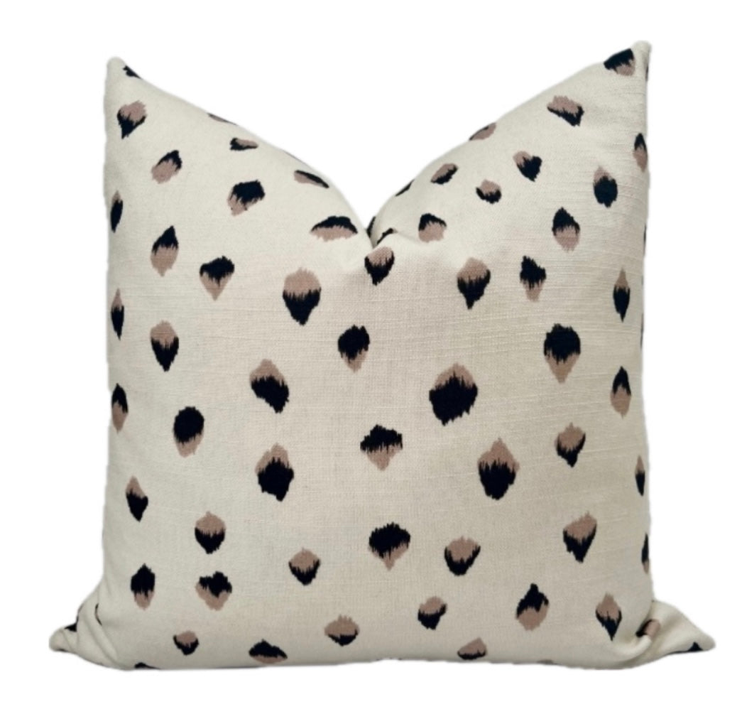Chloe Taupe / Black Abstract Dots Pillow Cover