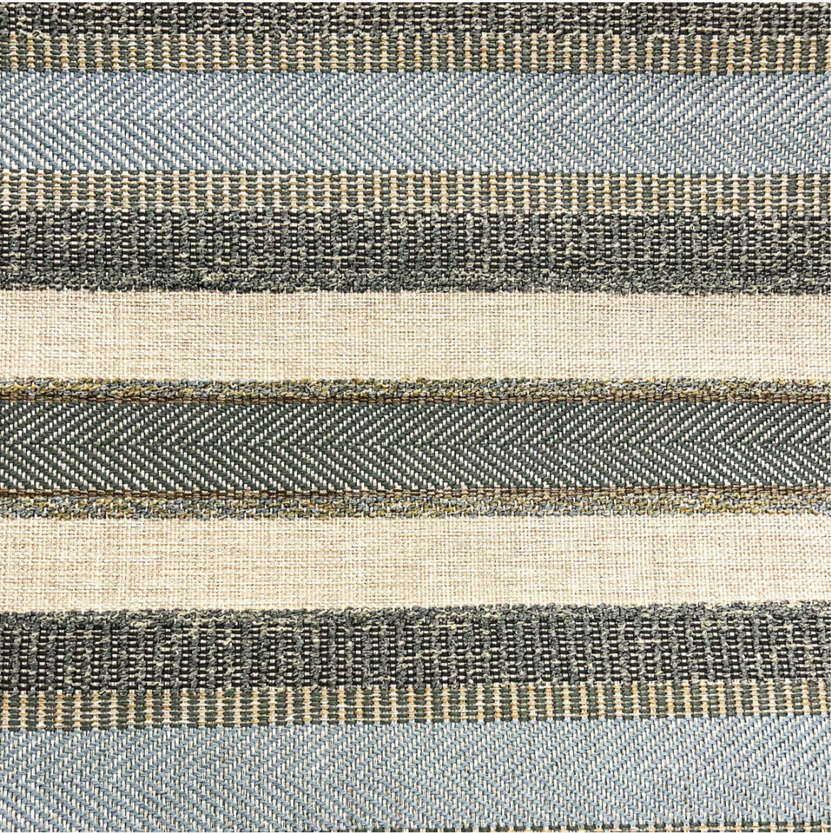 Alden Striped Aqua Woven Herringbone Pillow Cover