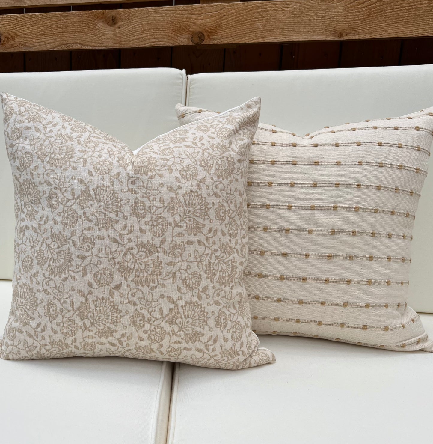 Chatham Beige Tan Floral Woven Pillow Cover