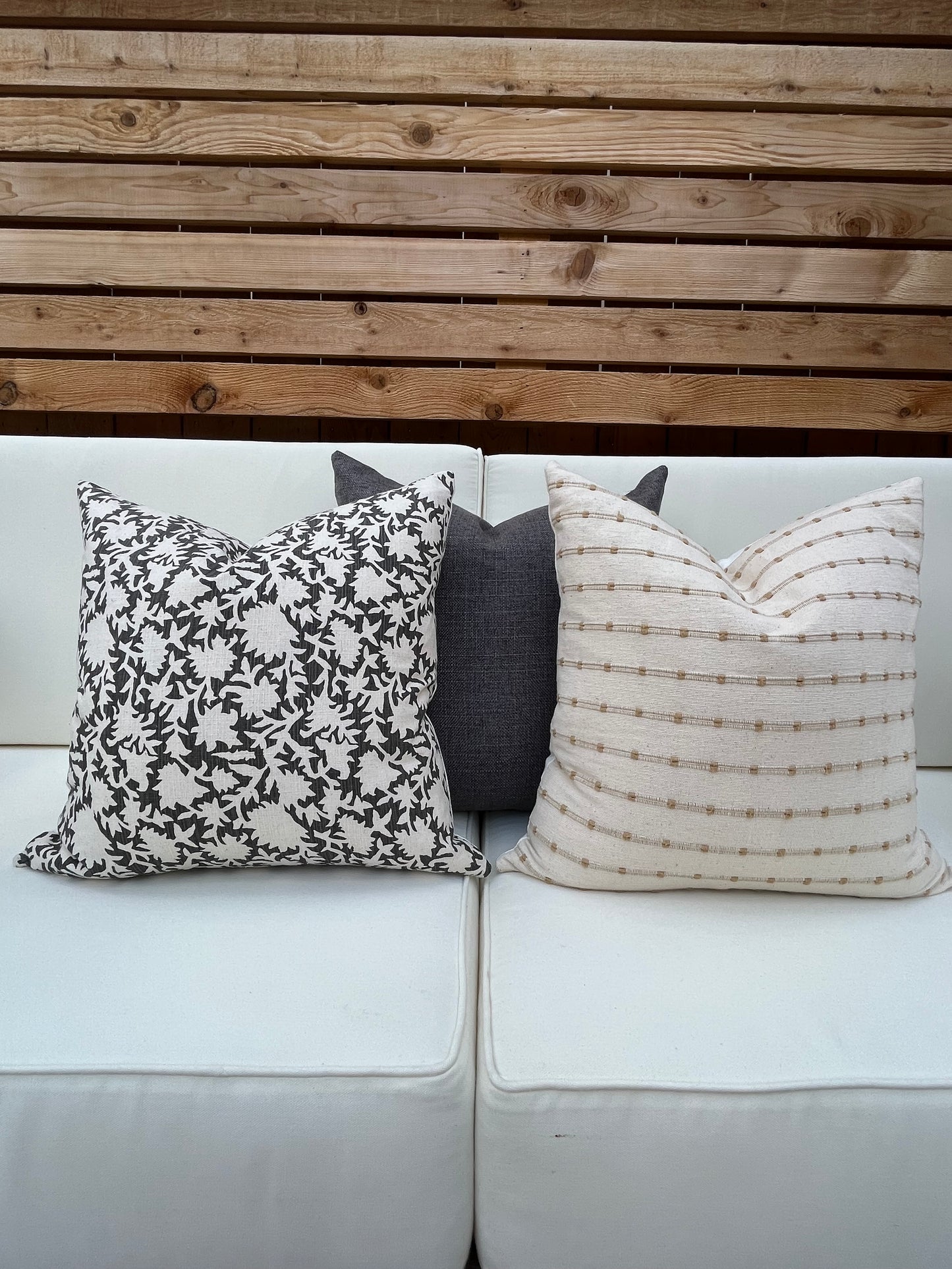 Ari Stripe Woven Pillow Cover - Natural Beige with Tan Stripe
