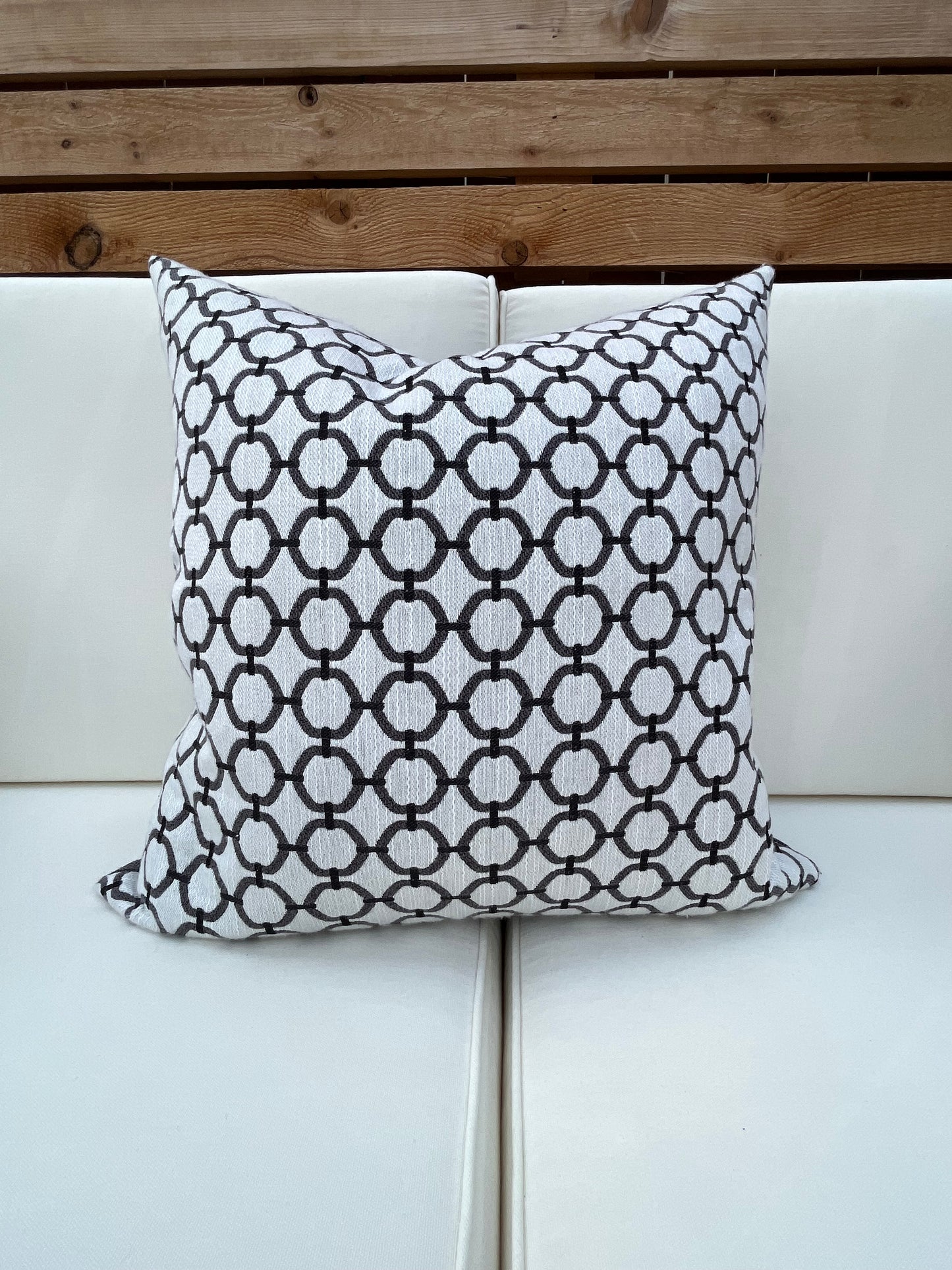Charcoal Lattice Grey and Silver Abstract Pillow Cover