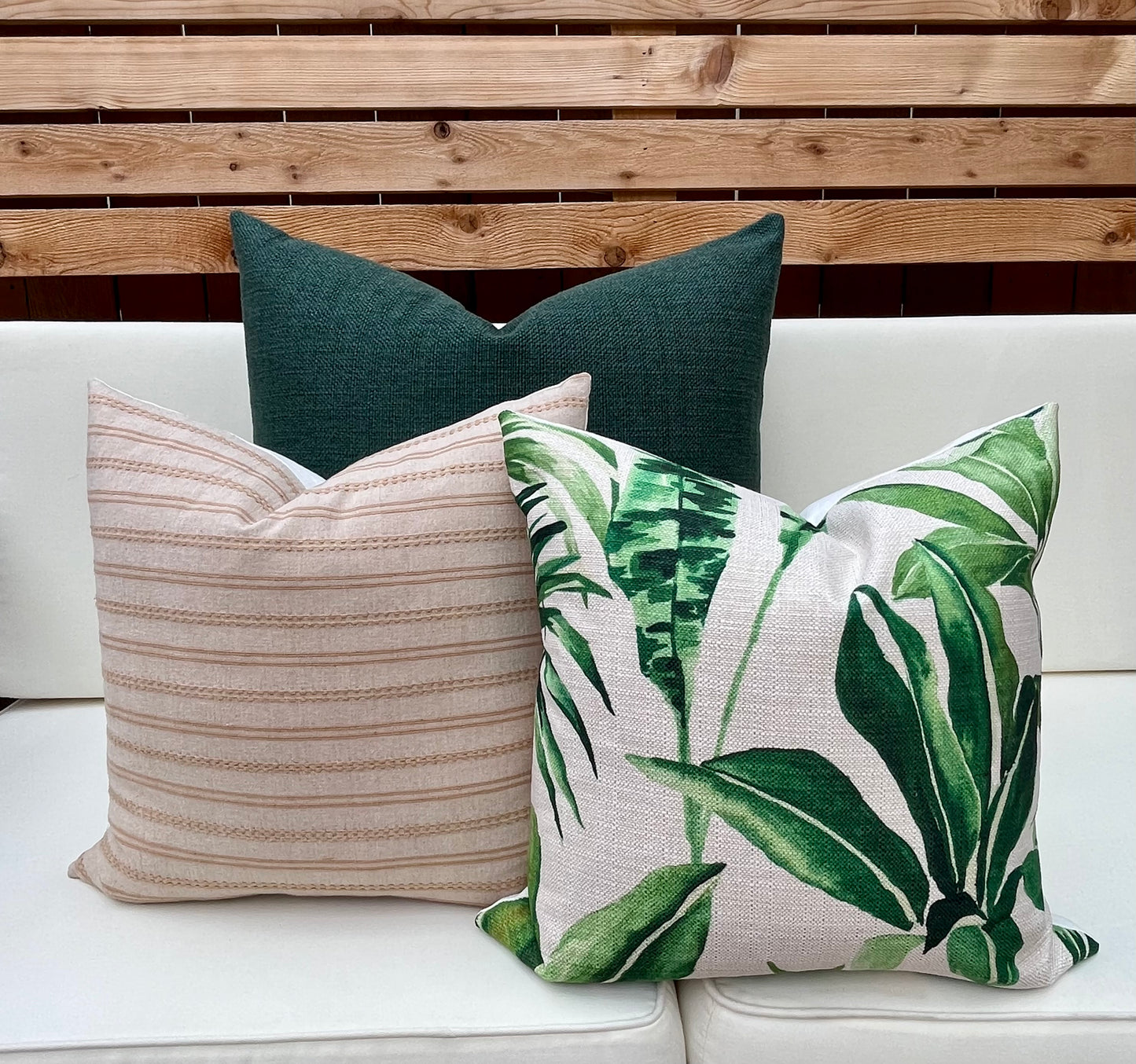 Ann Tan / Beige with Vintage Gold Thread Stripe Woven Pillow Cover