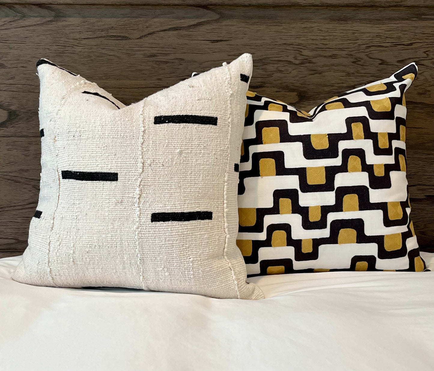 Eliana Black Gold White Embroidered Geometric - Midcentury Modern