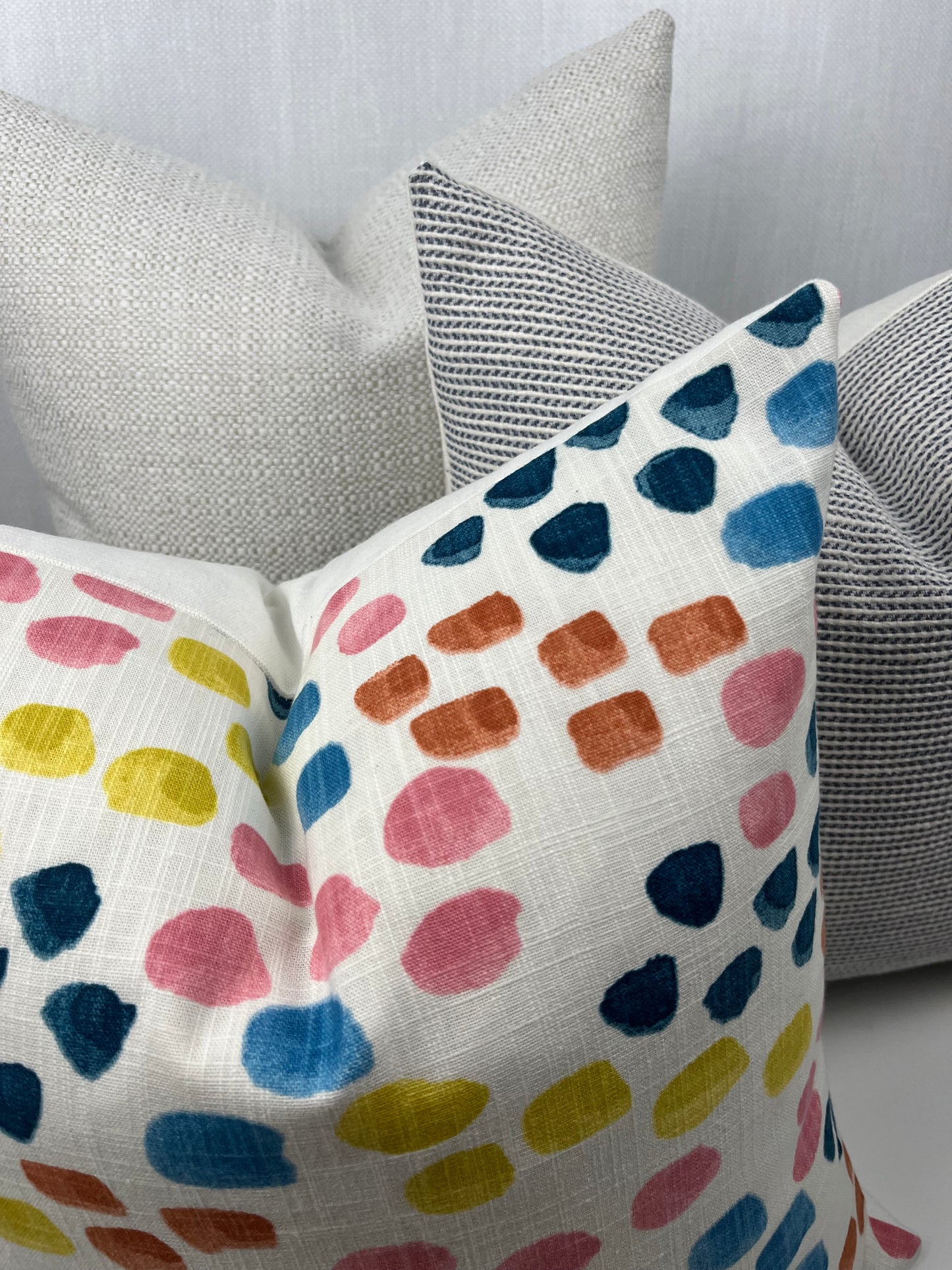 Maisy Multicolored Brushstrokes Dots Throw Pillow Cover