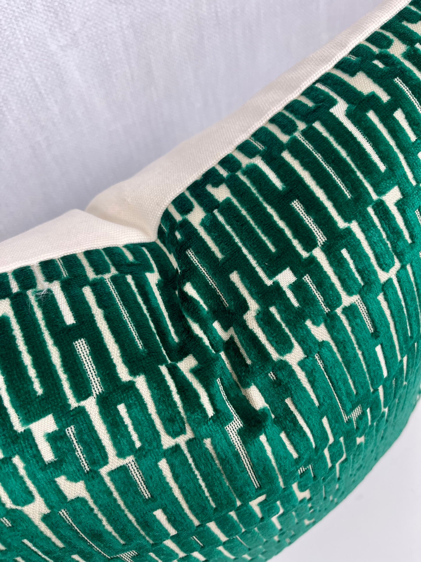 Emery Emerald Green Geometric Velvet Pillow Cover
