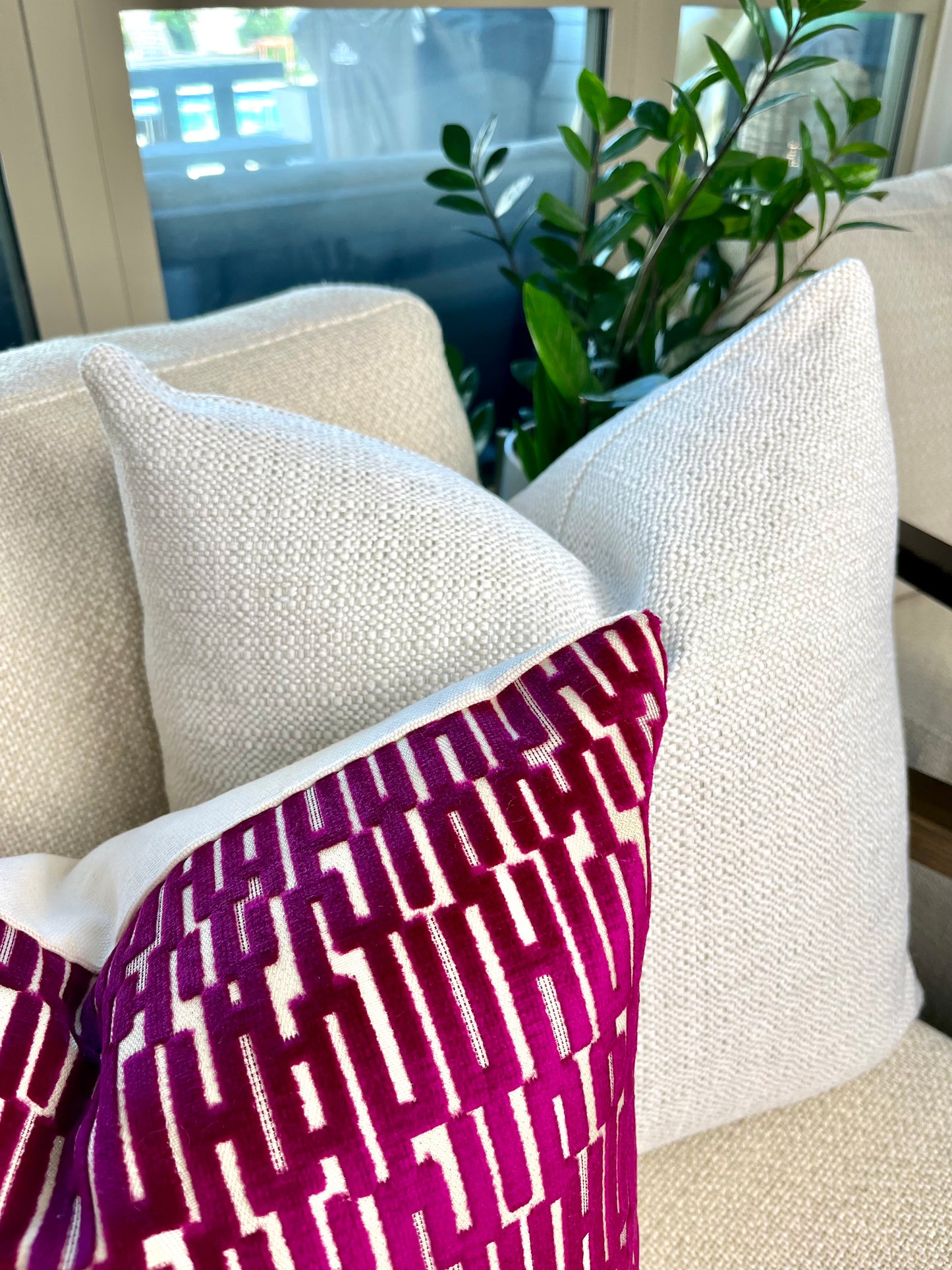 Emery Fuchsia Geometric Velvet Pillow Cover