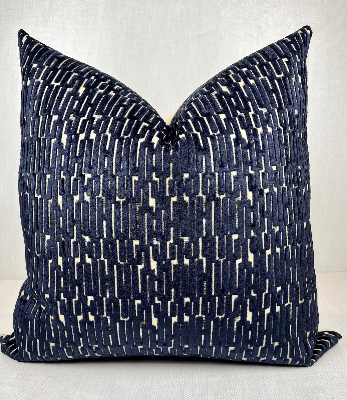 Emery Navy Blue Geometric Velvet Pillow Cover