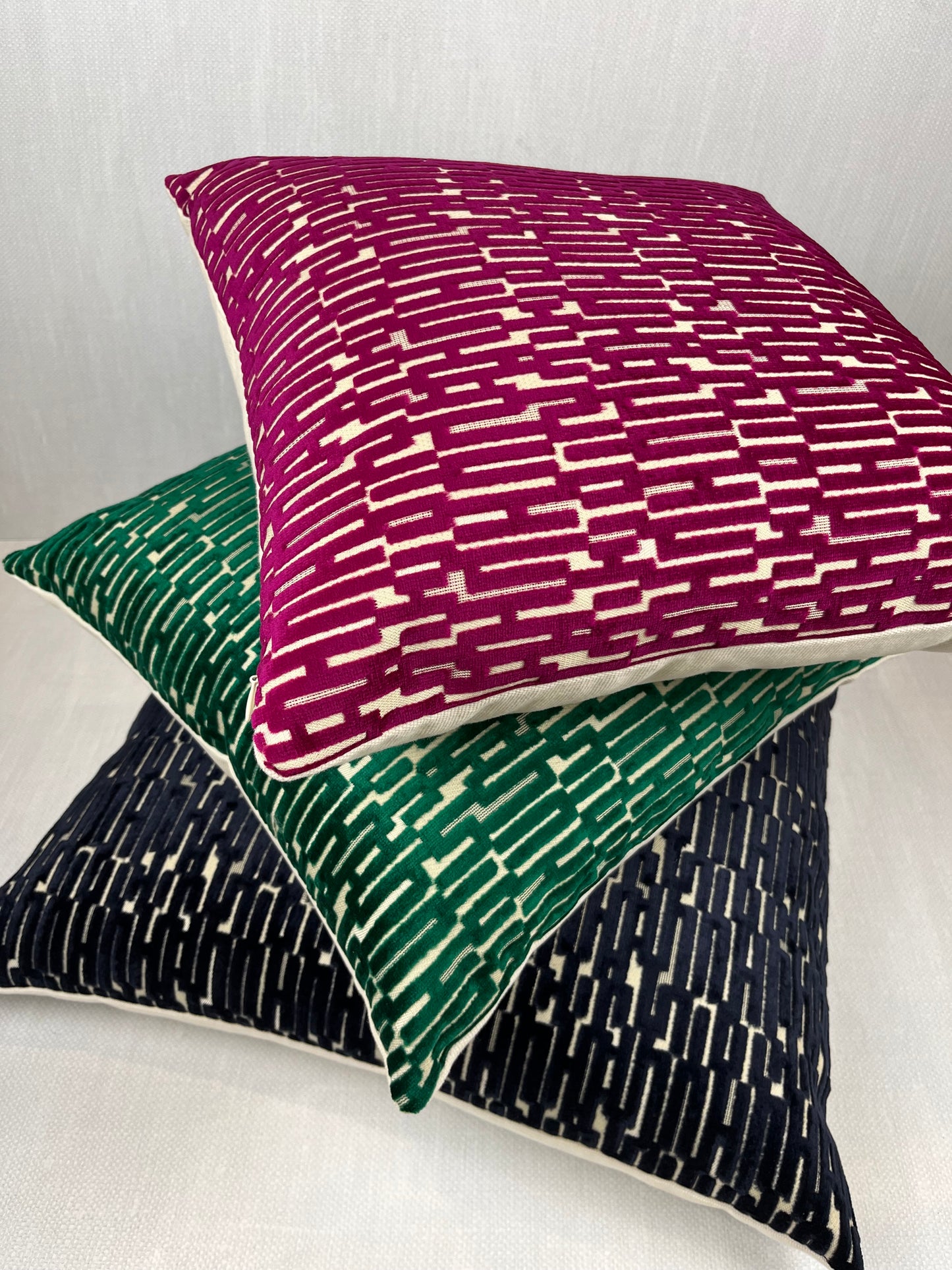 Emery Emerald Green Geometric Velvet Pillow Cover