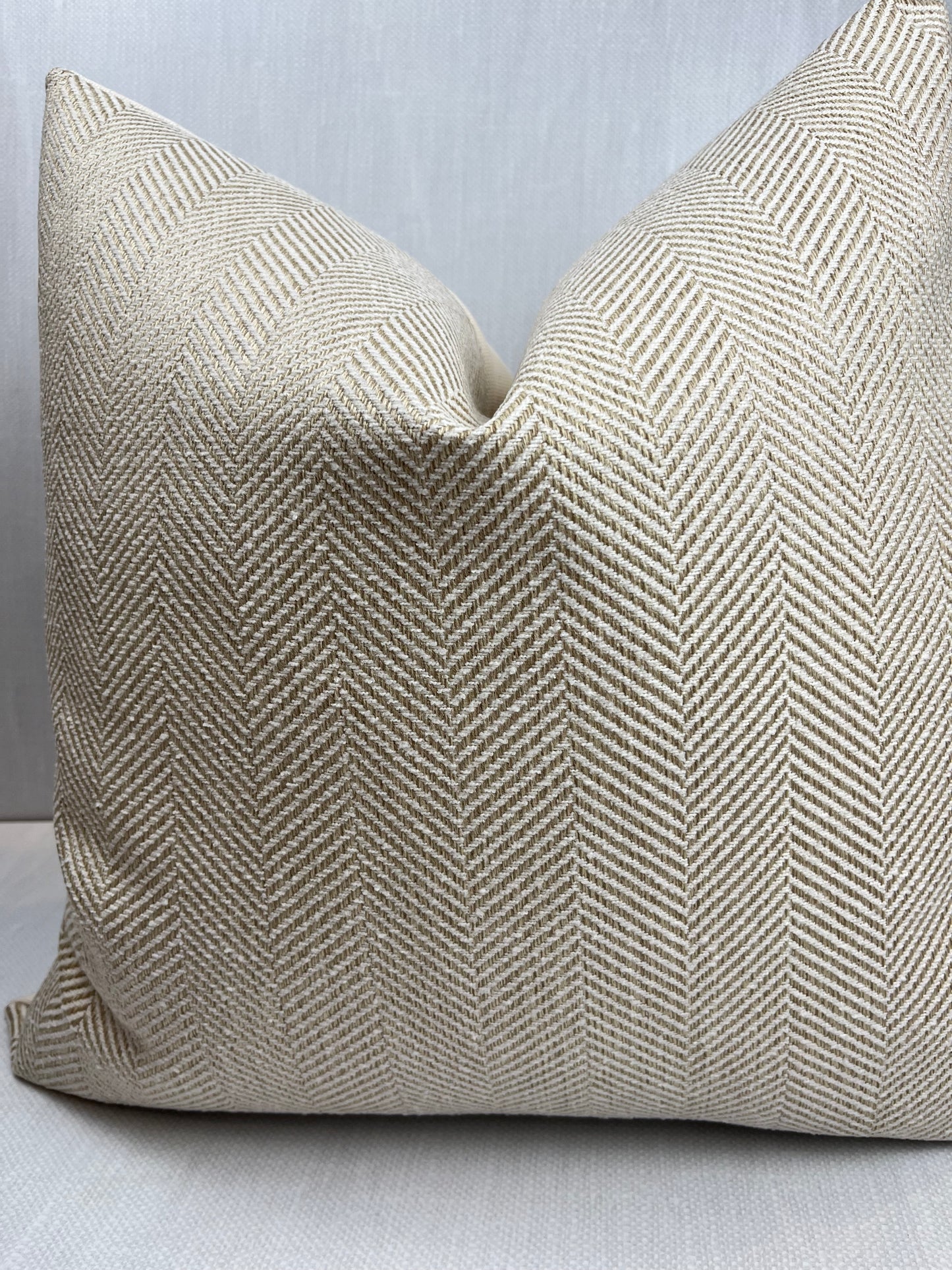 Cora Natural Ecru Herringbone Chevron Pillow Cover