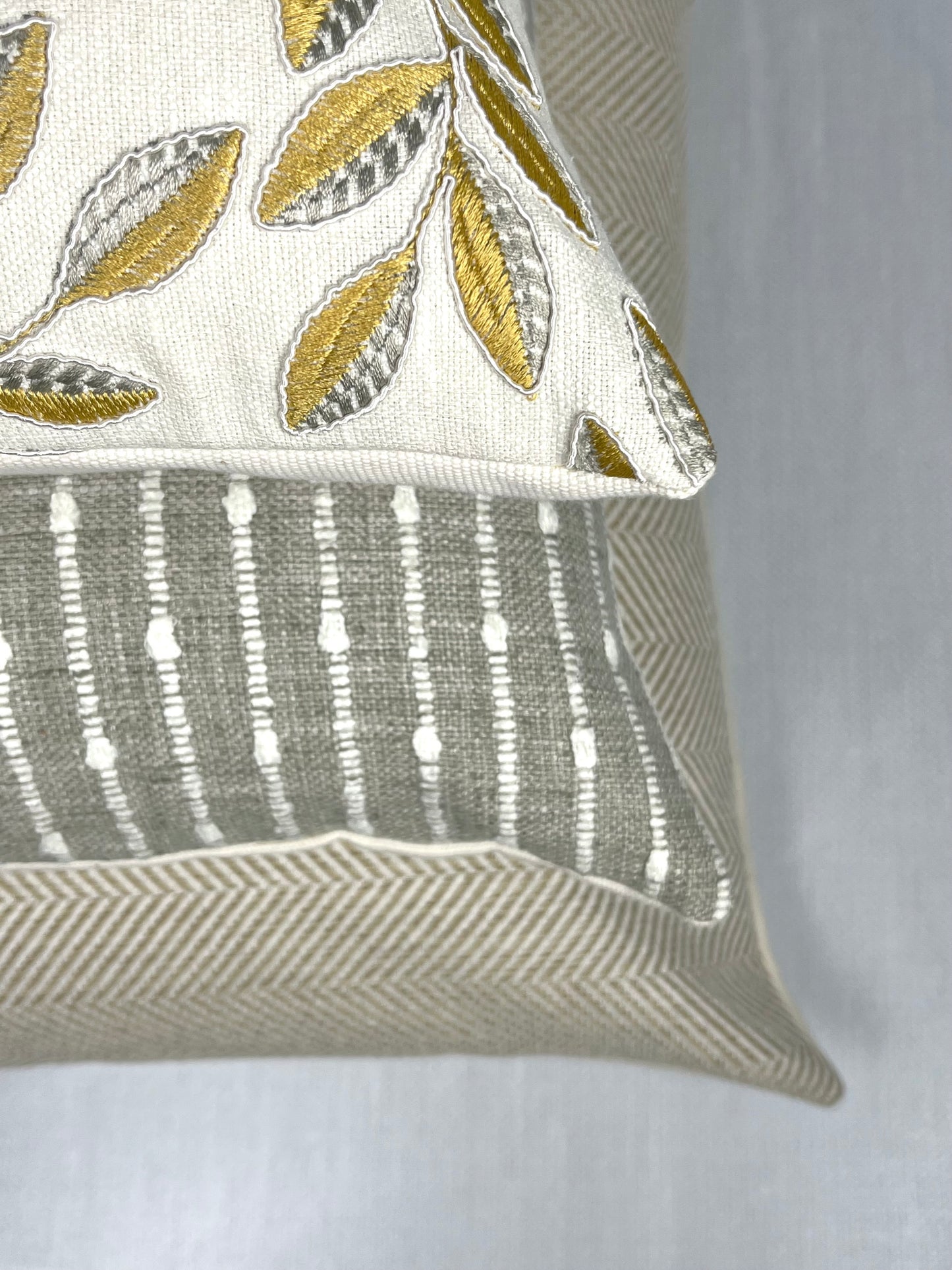 Ashley Stripe Taupe and White / Woven Knot Pillow Cover