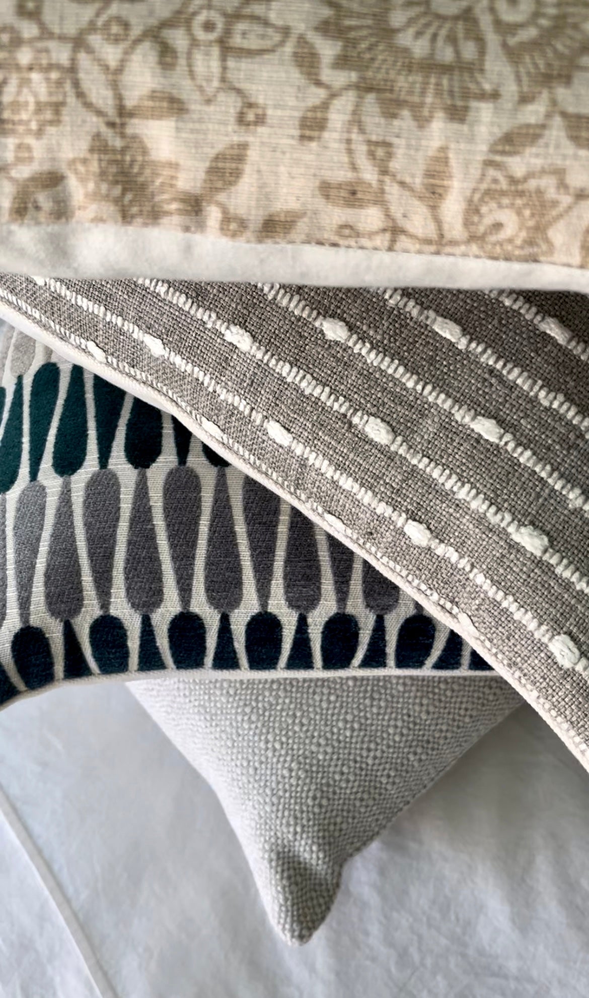 Ashley Stripe Taupe and White / Woven Knot Pillow Cover