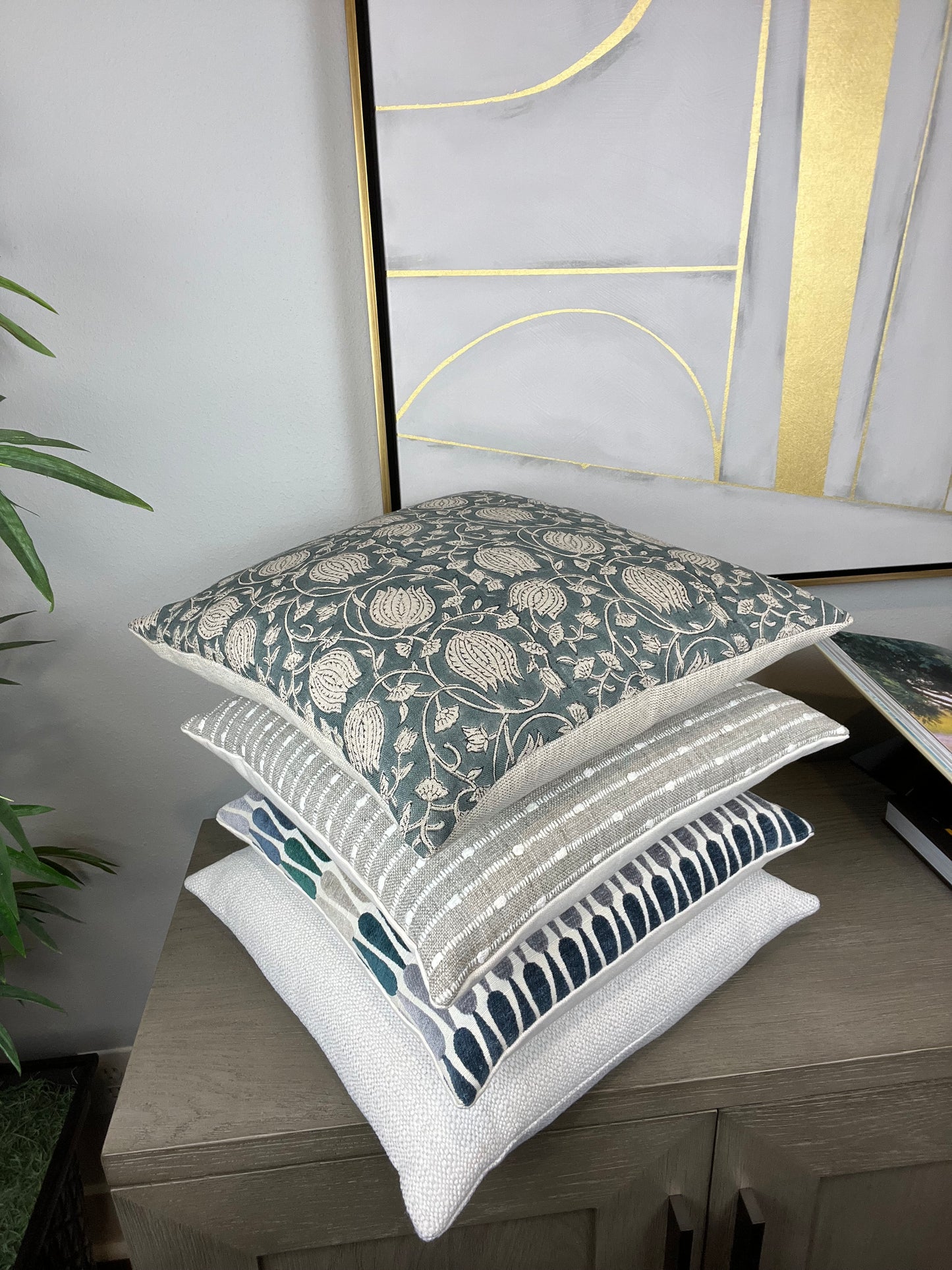 Ashley Stripe Taupe and White / Woven Knot Throw Pillow Cover