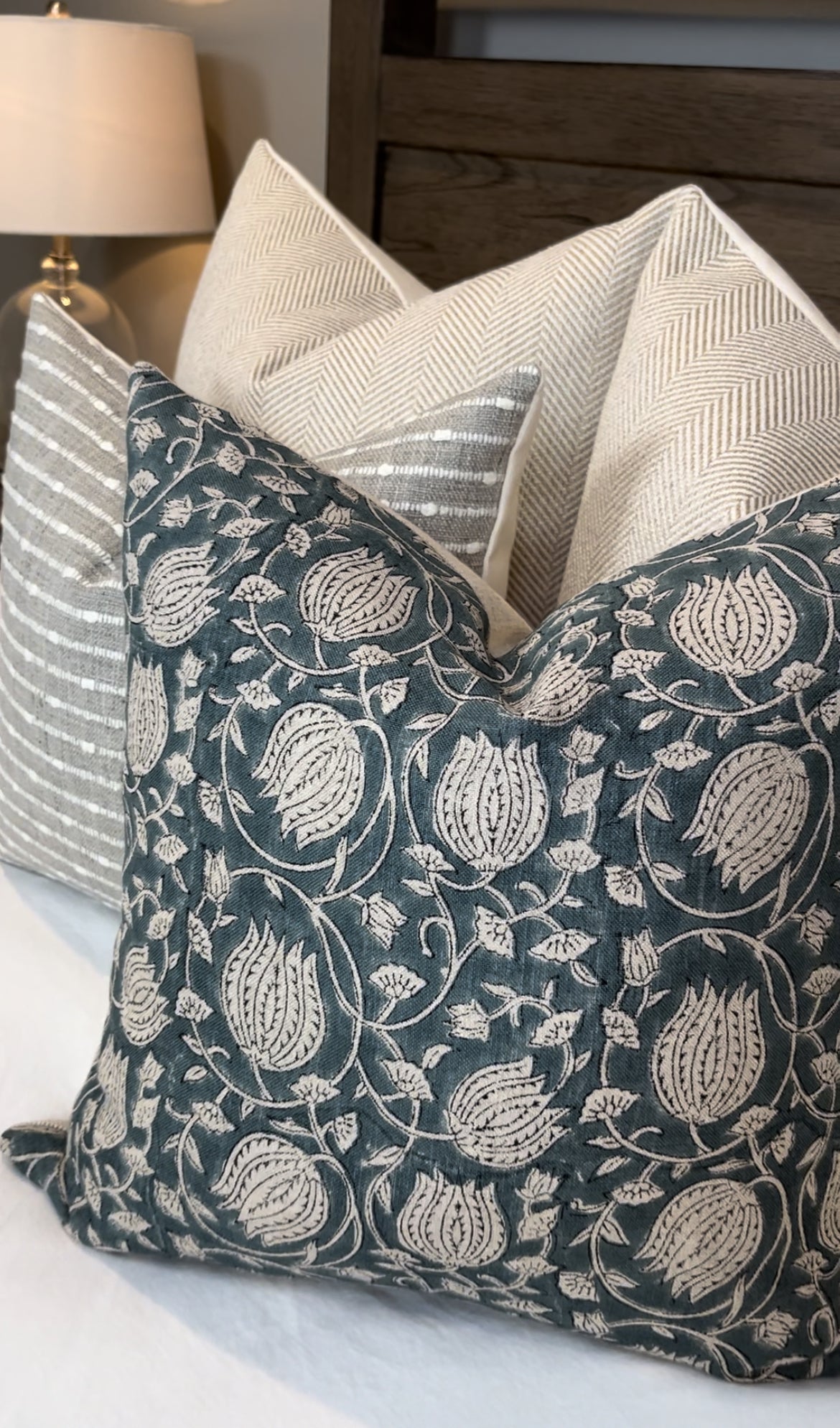 Cora Natural Ecru Herringbone Chevron Pillow Cover