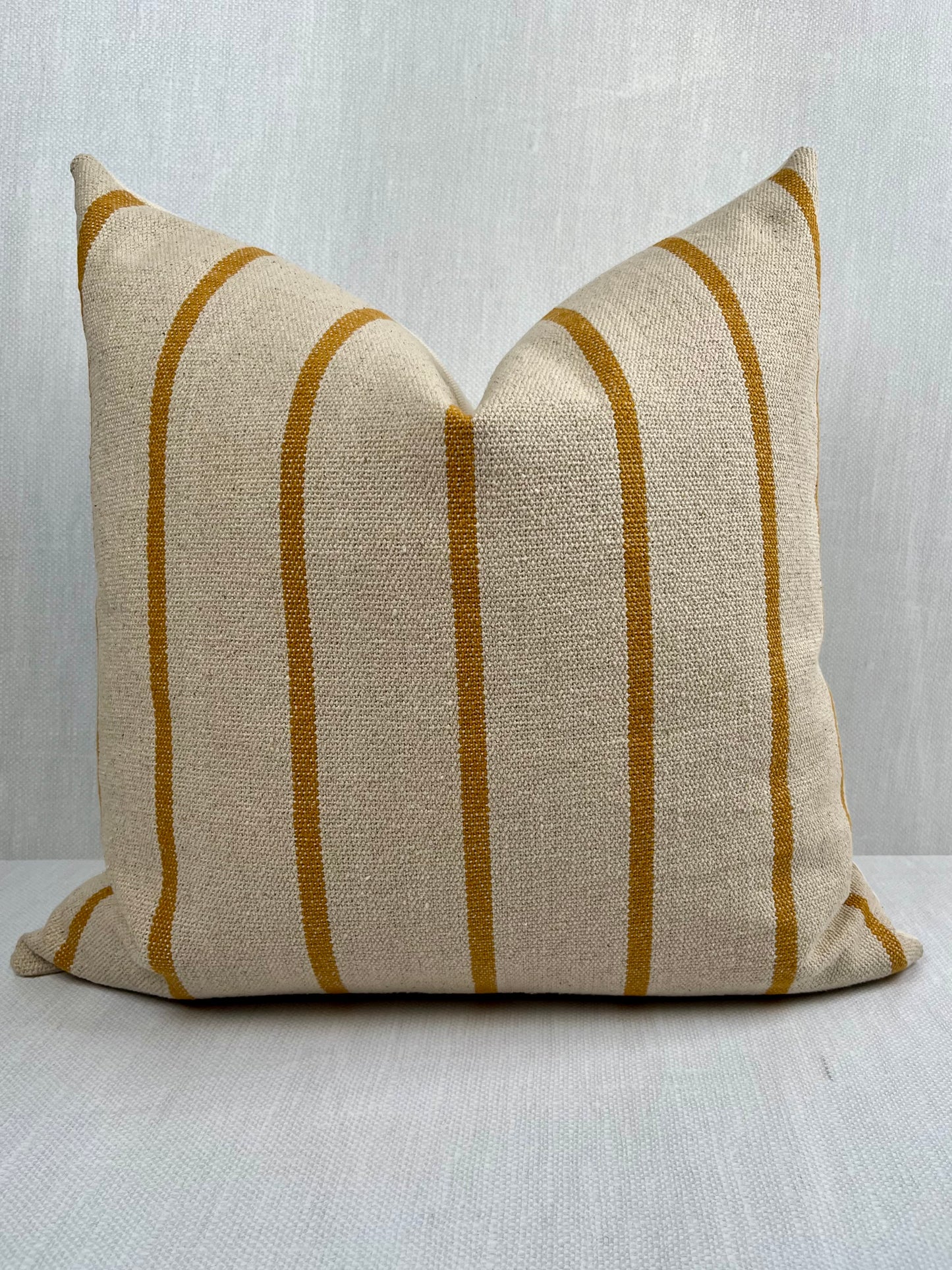Hayden Mustard Stripe Pillow Cover - Grain Sack Heavy Weight