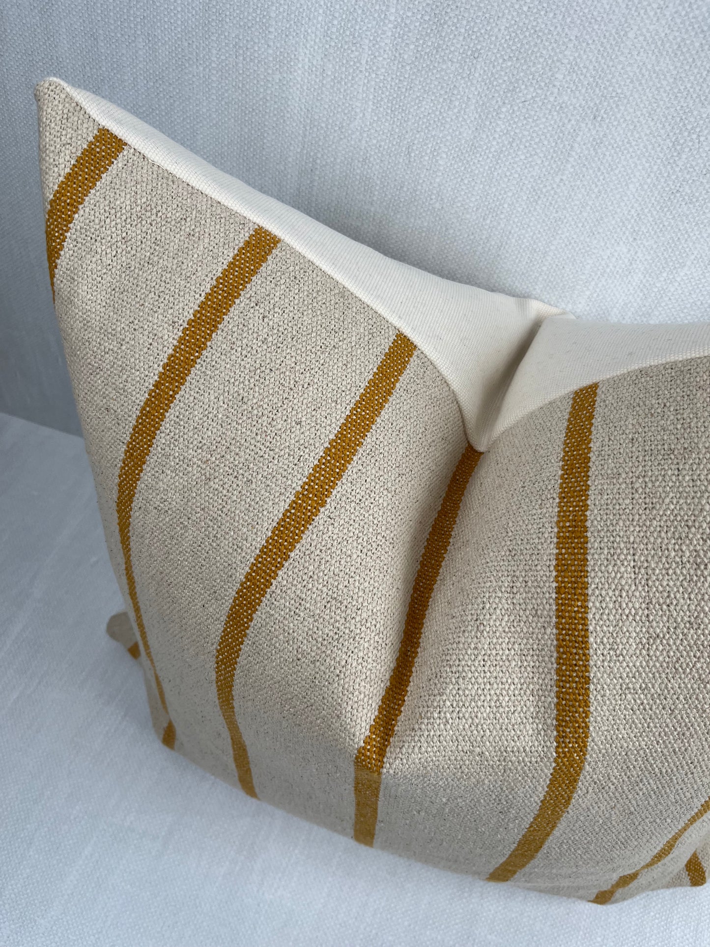Hayden Mustard Stripe Pillow Cover - Grain Sack Heavy Weight