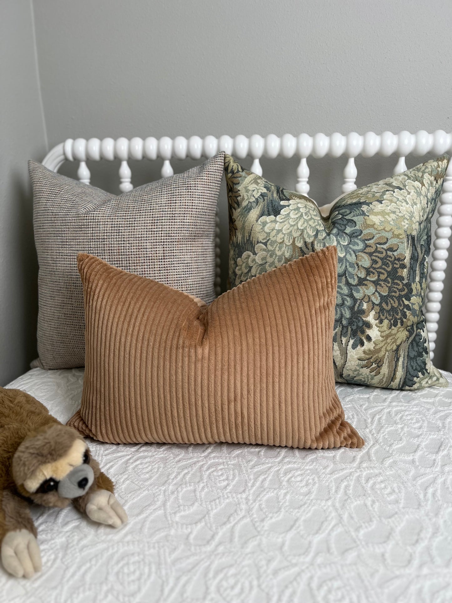 Owen Neutral Brown, Beige and Blue Woven Pillow Cover
