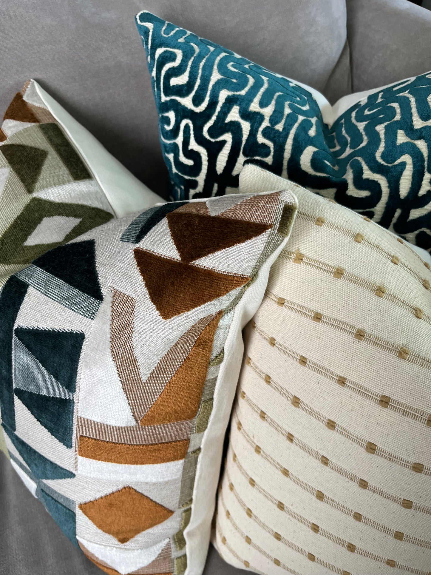 Ari Stripe Woven Pillow Cover - Natural Beige with Tan Stripe