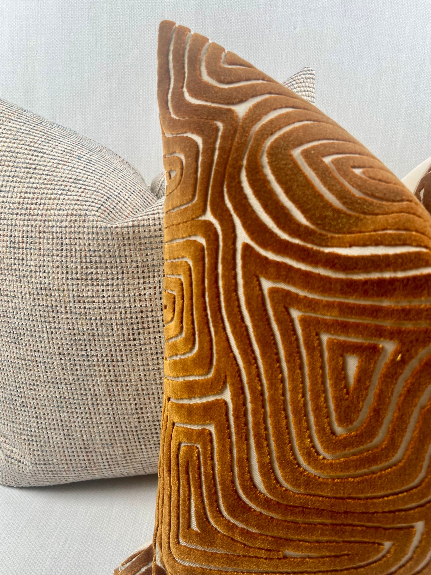 Ezra Bronze Maze Velvet Pillow Cover