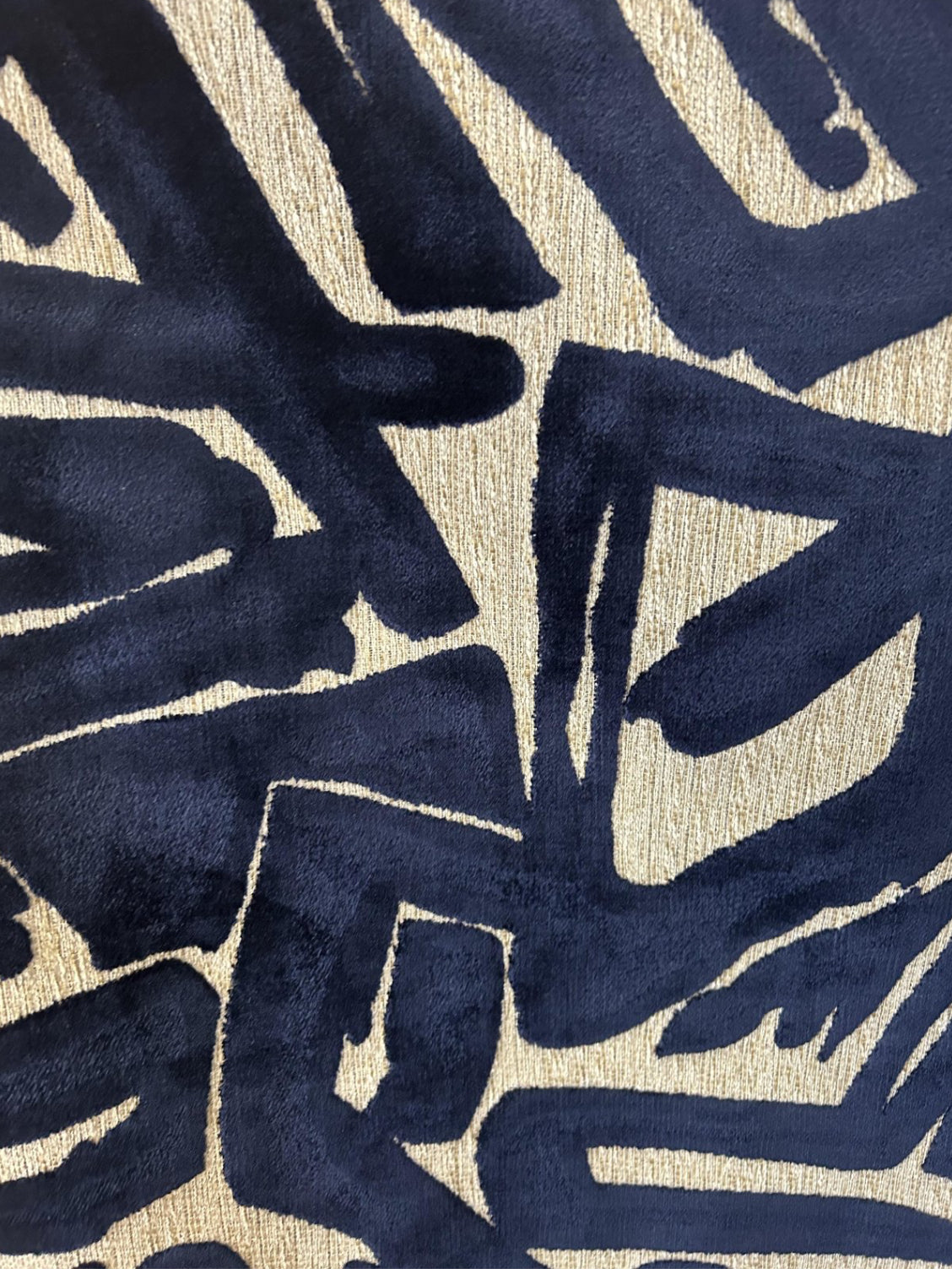 Henley Navy Blue Velvet Abstract Pillow Cover