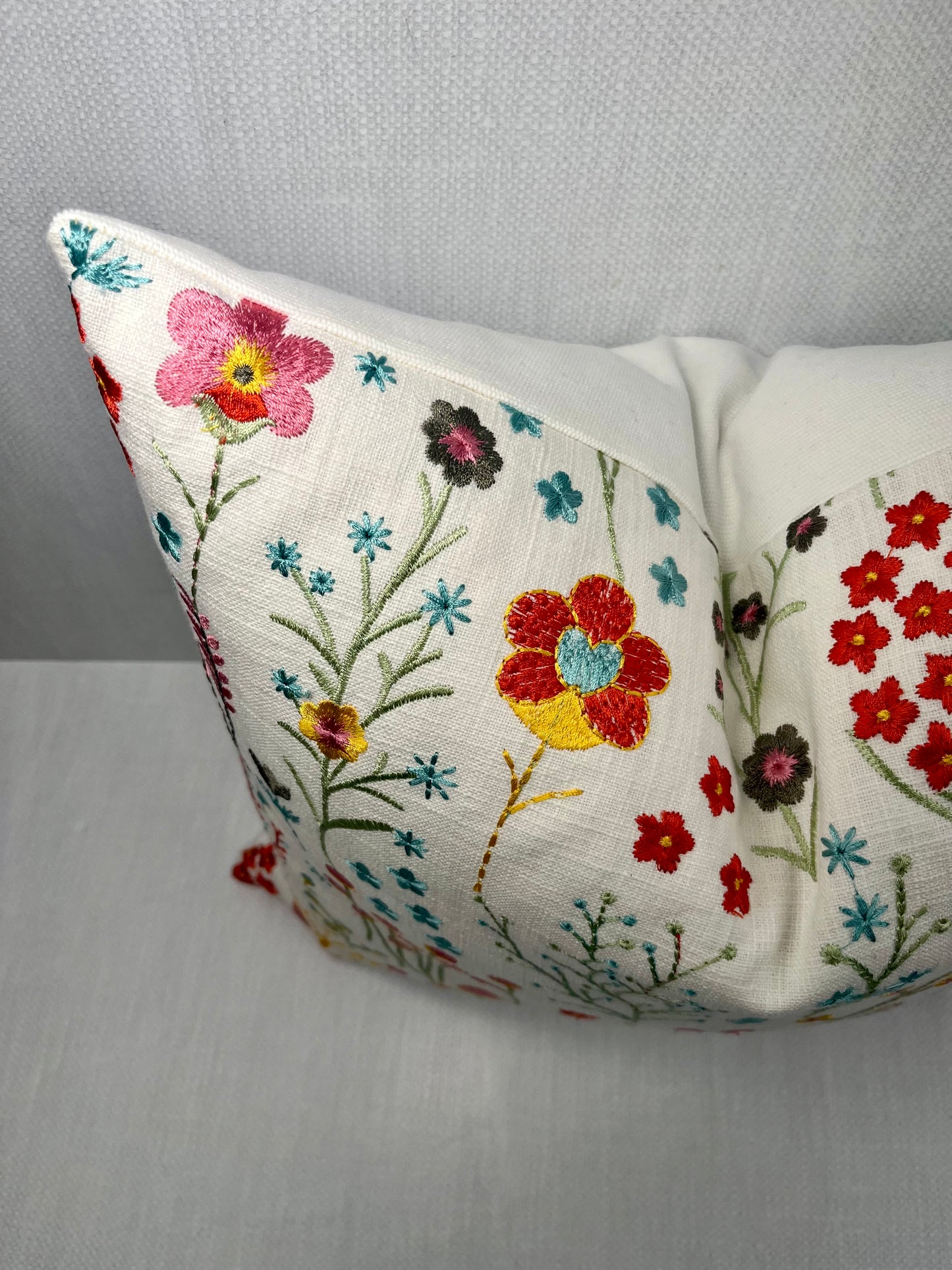 Sadie Floral Embroidered Pillow Cover