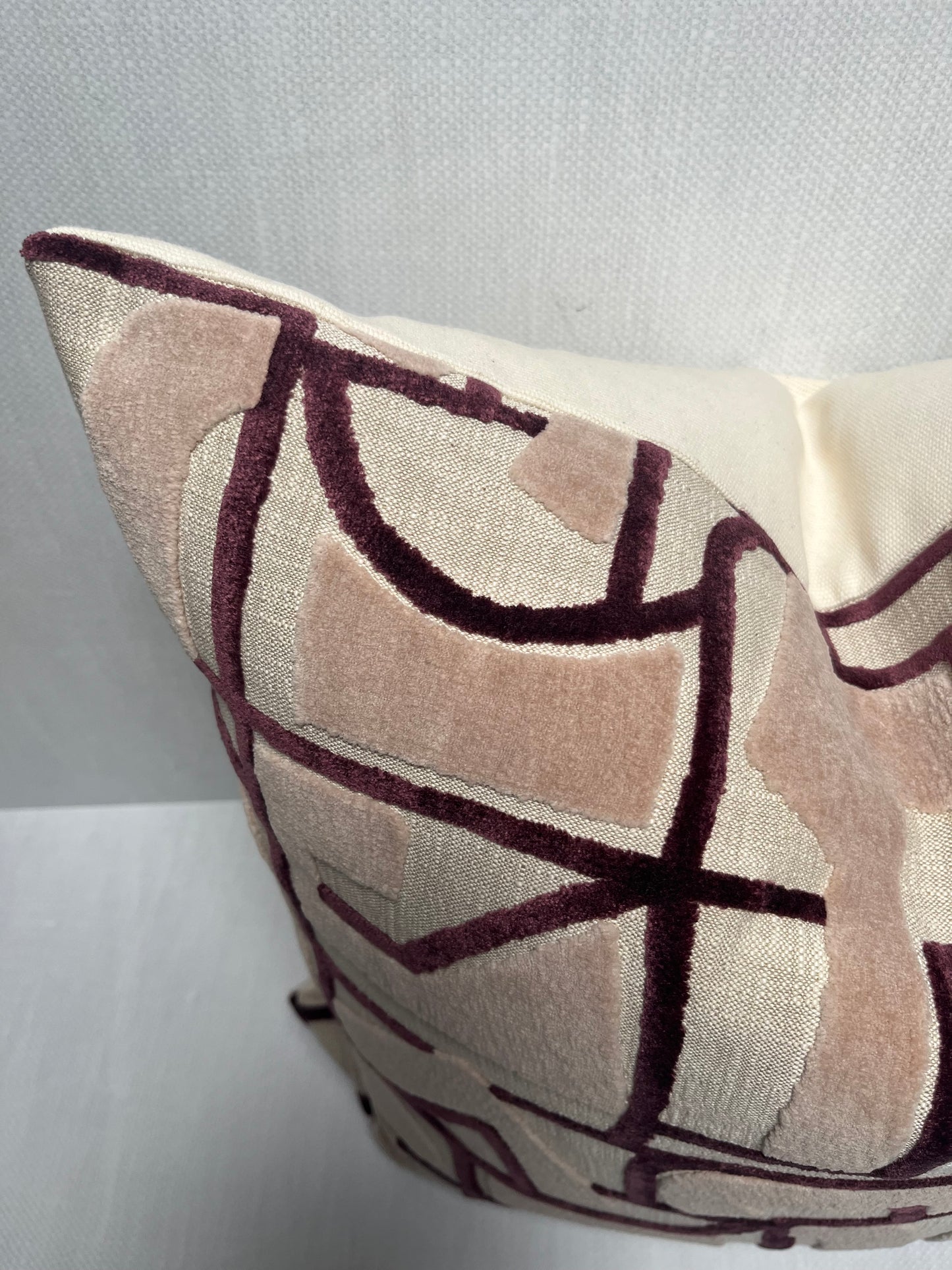 Charlotte Blush Pink and Burgundy Velvet Pillow Cover