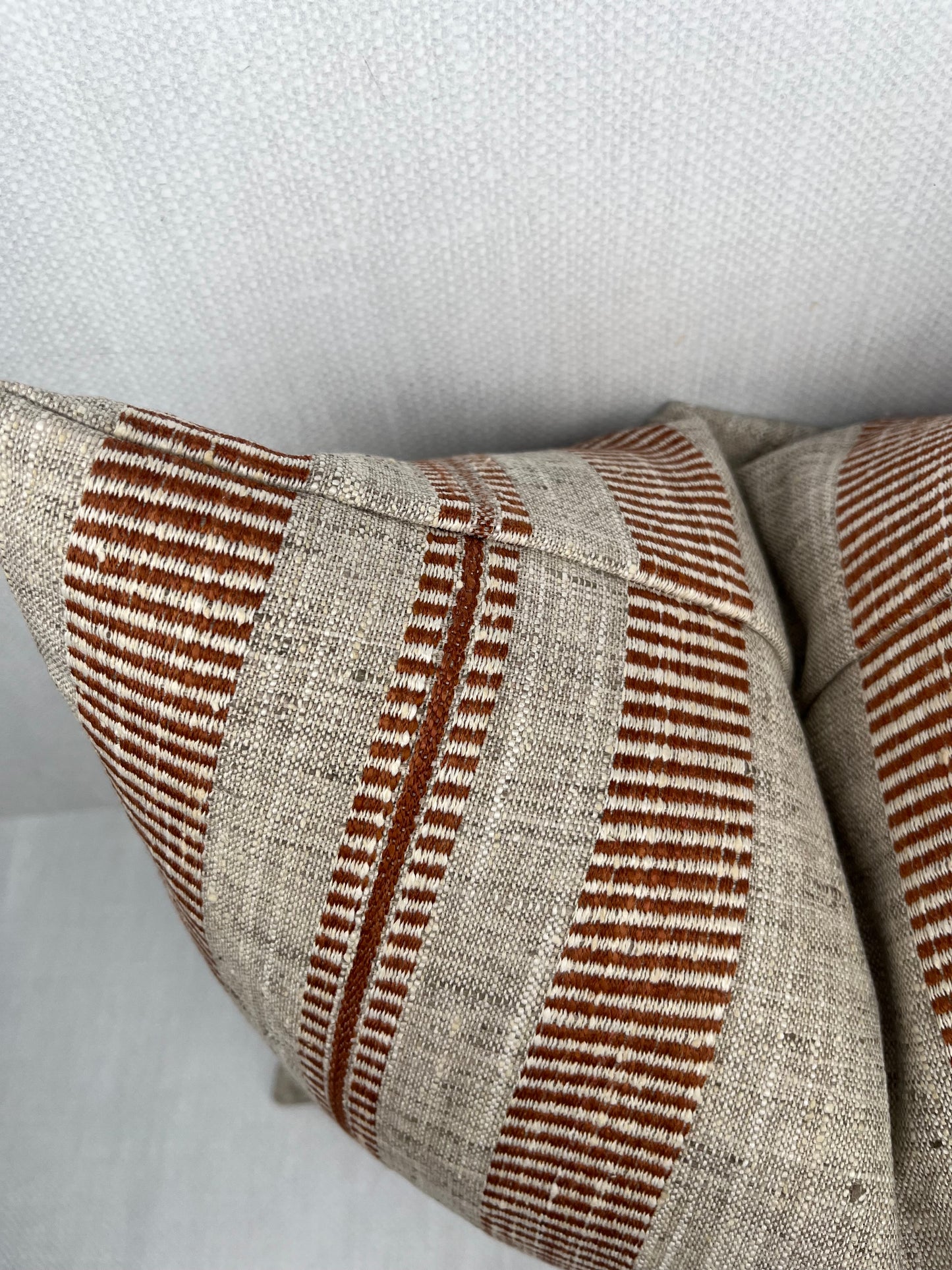 Riley Terracotta Striped Woven Pillow Cover