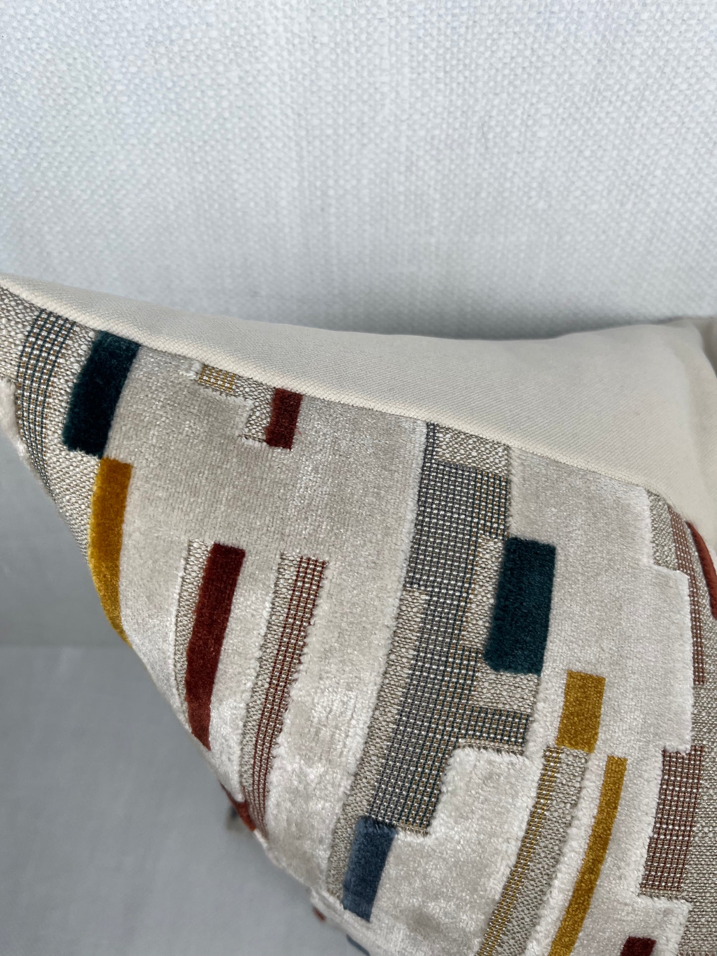 Sophia Cream and Colorful Blocks / Modern Geometric Velvet Throw Pillow Cover / Abstract Pattern Decorative Cushion