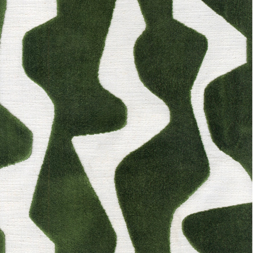 Green Velvet Abstract Pillow Cover - Wavy Pattern
