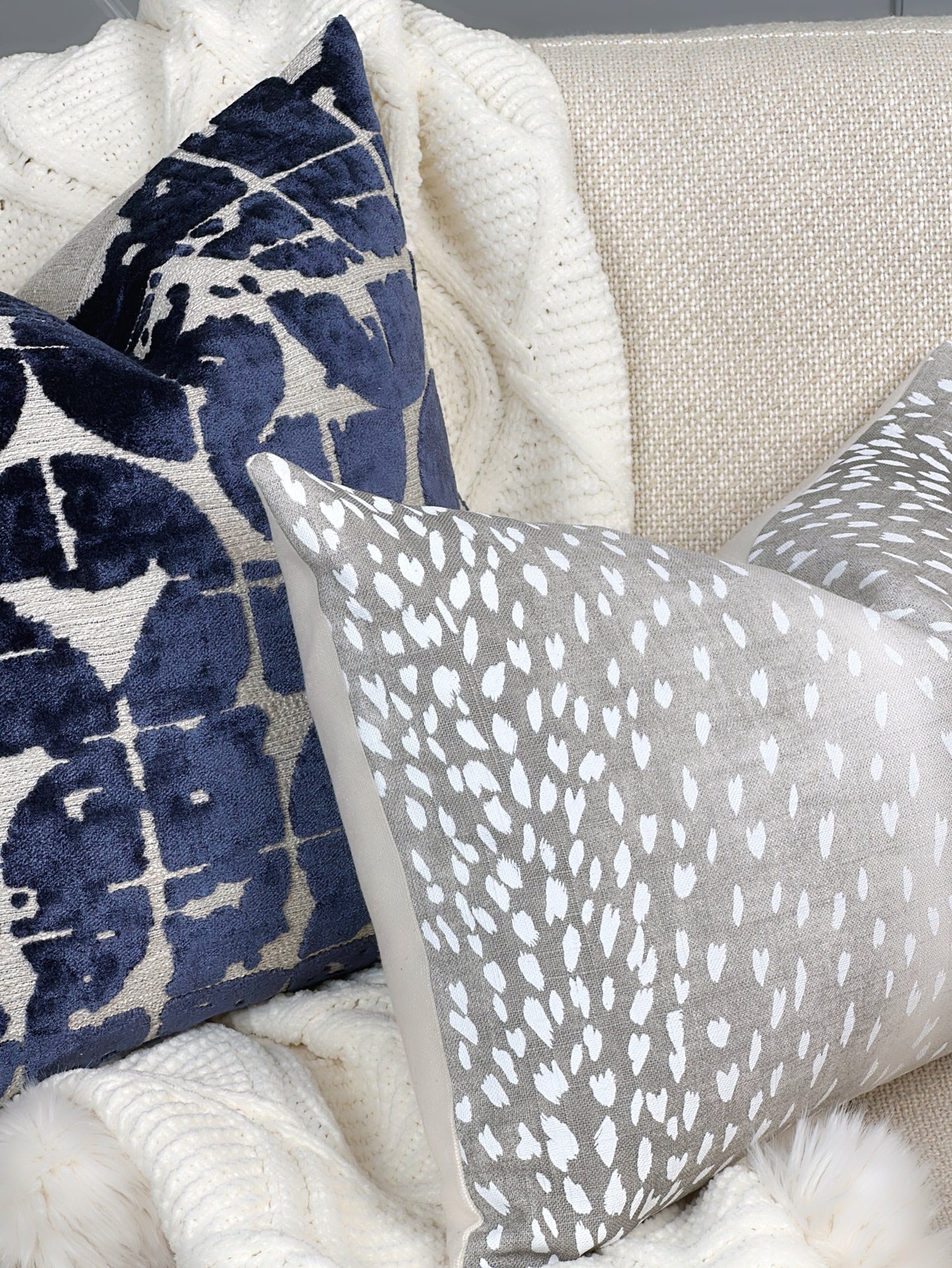 Bailey Grey and White Antelope Pillow Cover