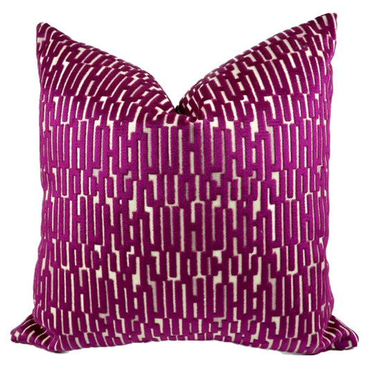 Emery Fuchsia Geometric Velvet Pillow Cover