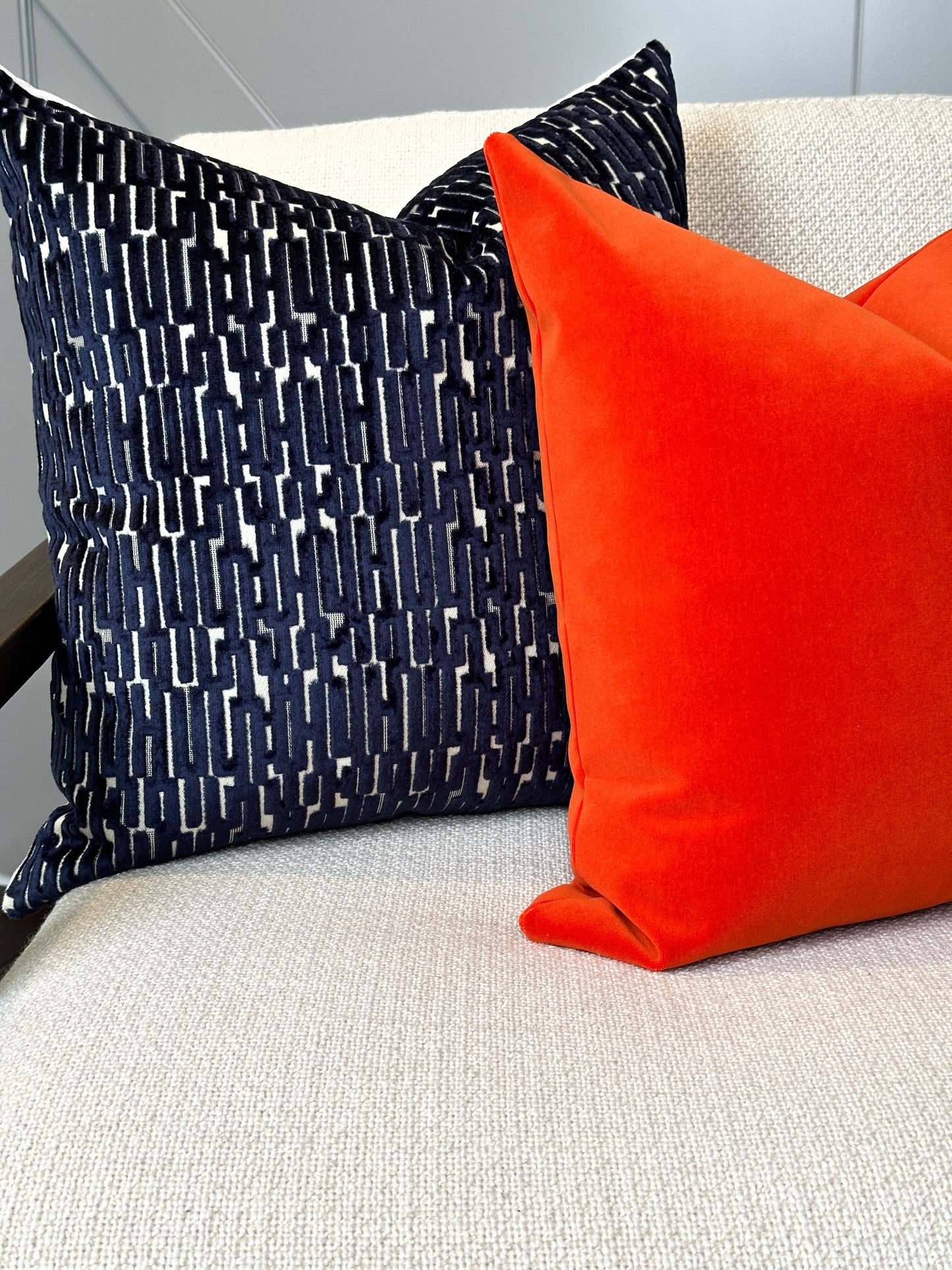 Emery Navy Blue Geometric Velvet Pillow Cover