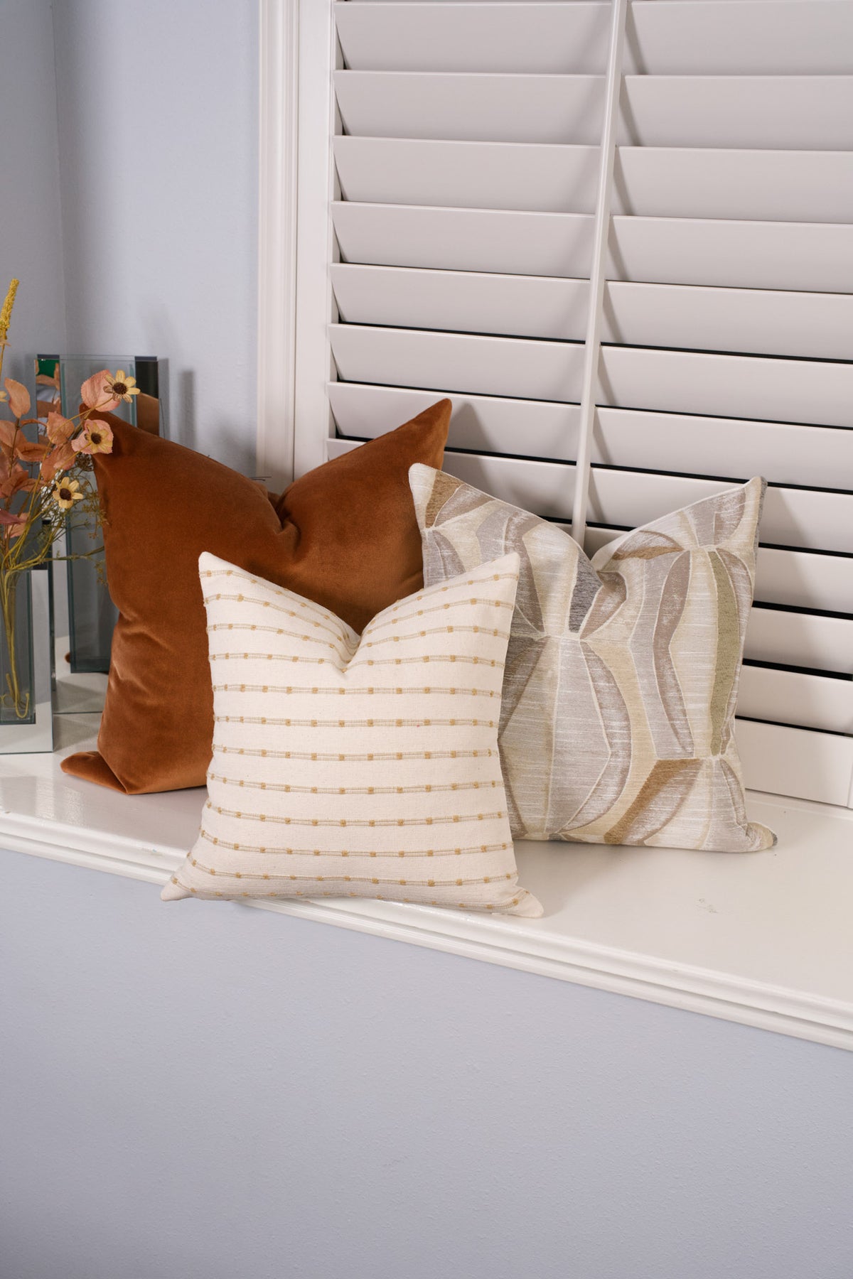 Ari Stripe Woven Pillow Cover - Natural Beige with Tan Stripe