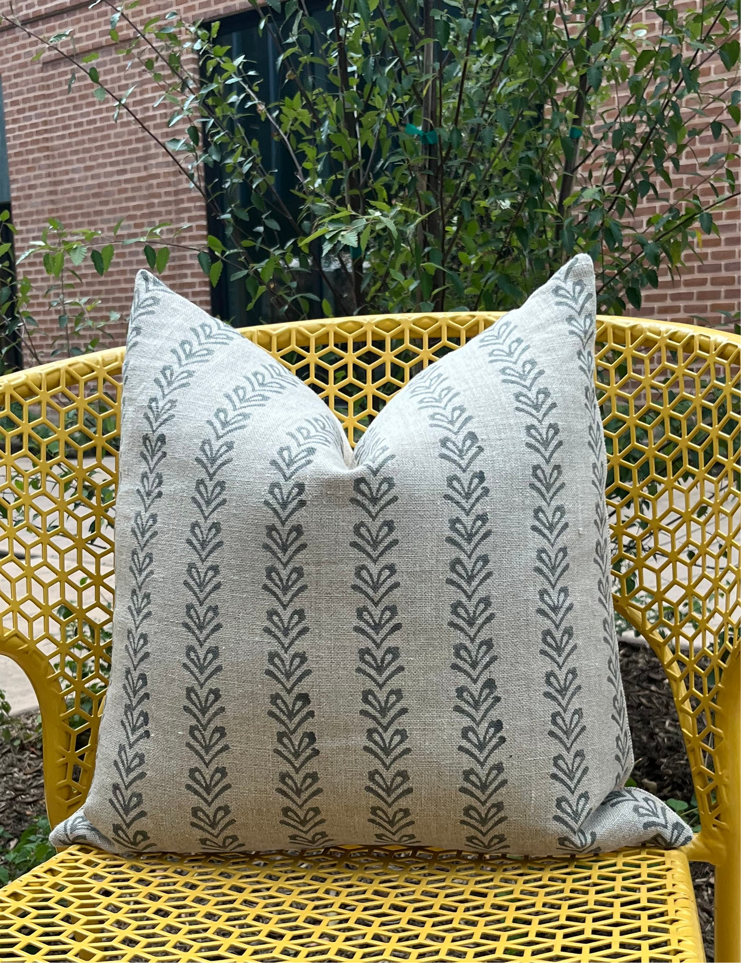 Yvette Block Print Linen Pillow Cover