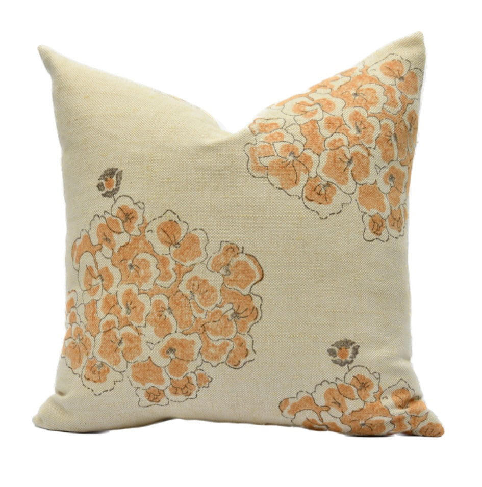 Moon Orchid Orange and Beige Floral Pillow Cover
