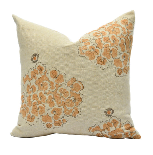 Moon Orchid Orange and Beige Floral Pillow Cover