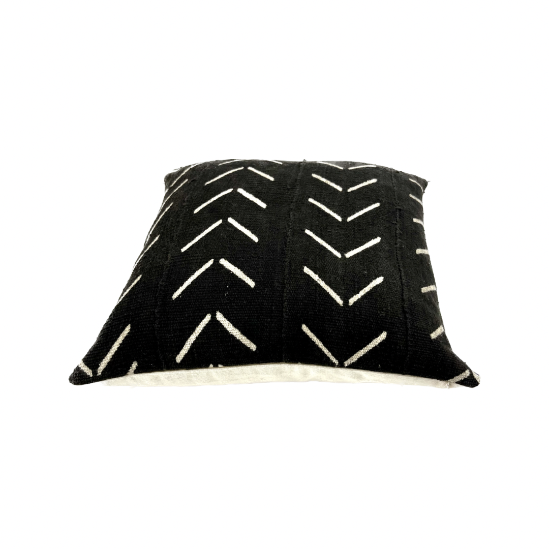 Samara Black and White Mudcloth Pillow Cover, Geometric Chevron