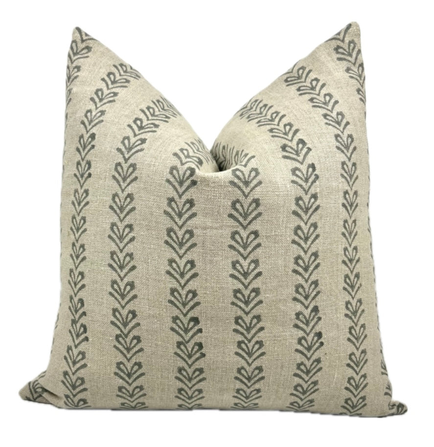Yvette Block Print Linen Pillow Cover