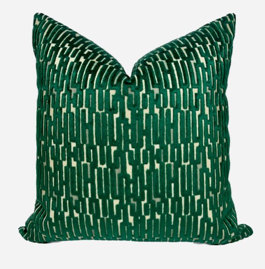 Emery Emerald Green Geometric Velvet Pillow Cover