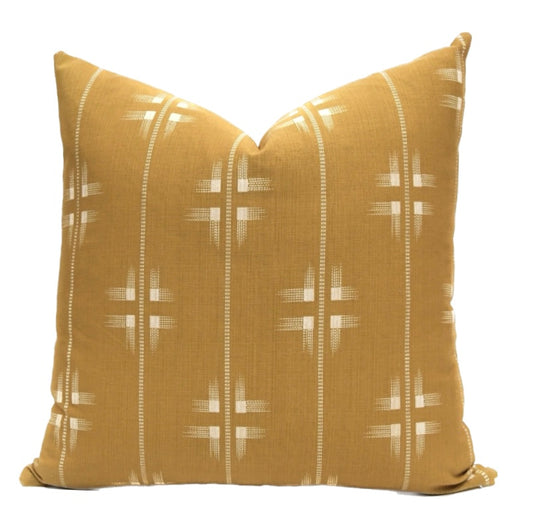 Abigail Mustard with Cream Geometric Accents Throw Pillow