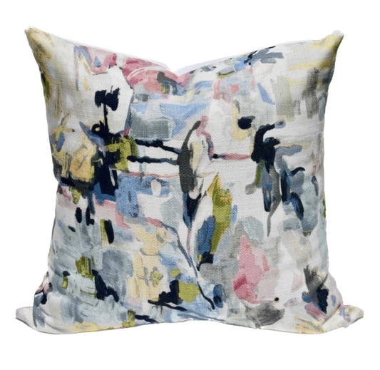 Ella Watercolor Floral Abstract Pillow Cover / Impressionist Artwork / Colorful Rose