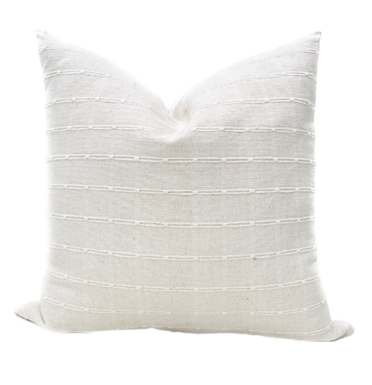 Eve Off White Woven Pillow Cover with Dash Stripes