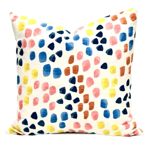 Maisy Multicolored Brushstrokes Dots Throw Pillow Cover