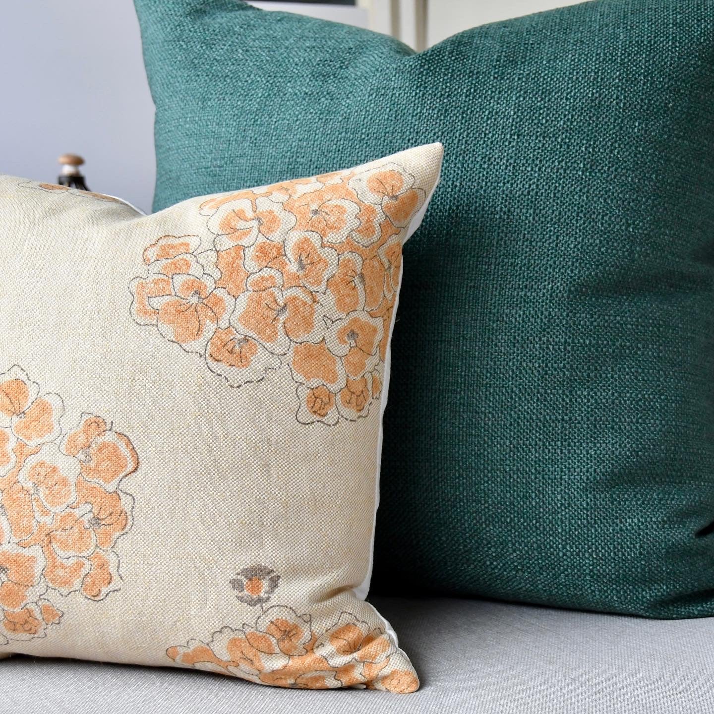Moon Orchid Orange and Beige Floral Pillow Cover