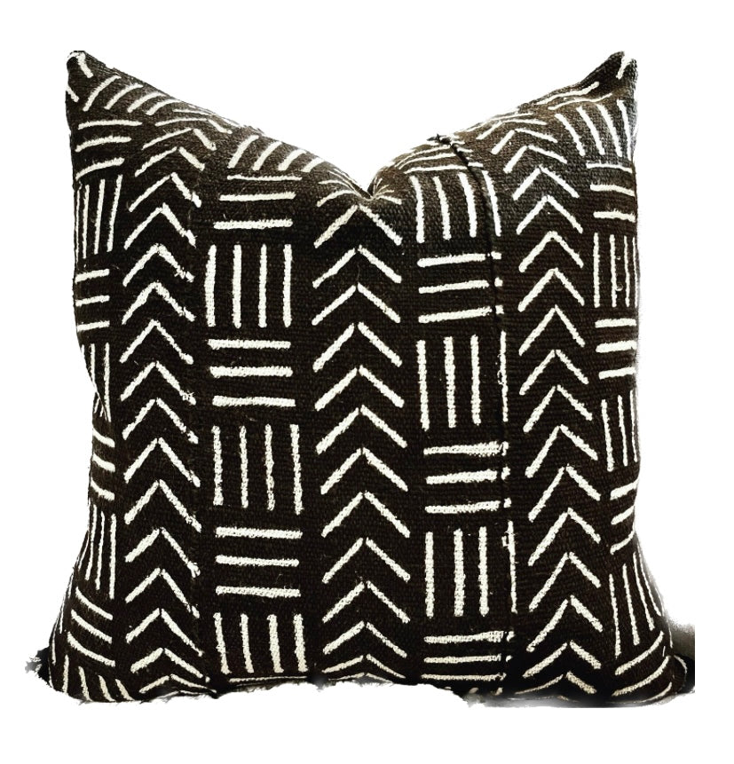 Mila Black and White Mudcloth Pillow Cover, Mali Geometric Print